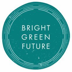 Logo of Bright Green Future, a circular design with teal color and white text.