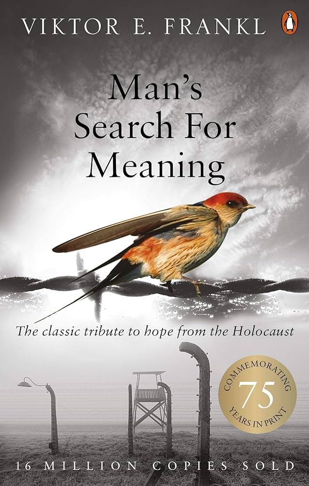 A book cover of 'Mans search for meaning' by Viktor E Frankl